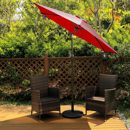 SUNVIVI OUTDOOR 7.5 Ft Patio Umbrella Outdoor Market Table Umbrella with Push Button Tilt and Crank, 6 Ribs, Polyester Canopy, Burgundy - CookCave