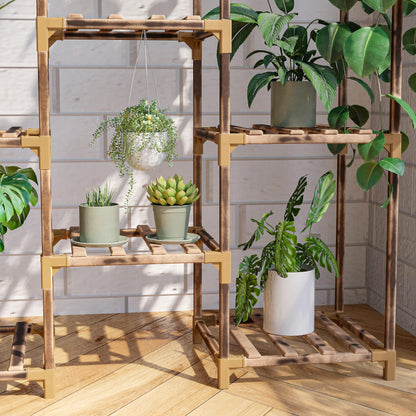 New England Stories Plant Stand Indoor, Outdoor Wood Plant Stands for Multiple Plants, Plant Shelf Ladder Table Plant Pot Stand for Living Room, Patio, Balcony, Plant Gardening Gift - CookCave