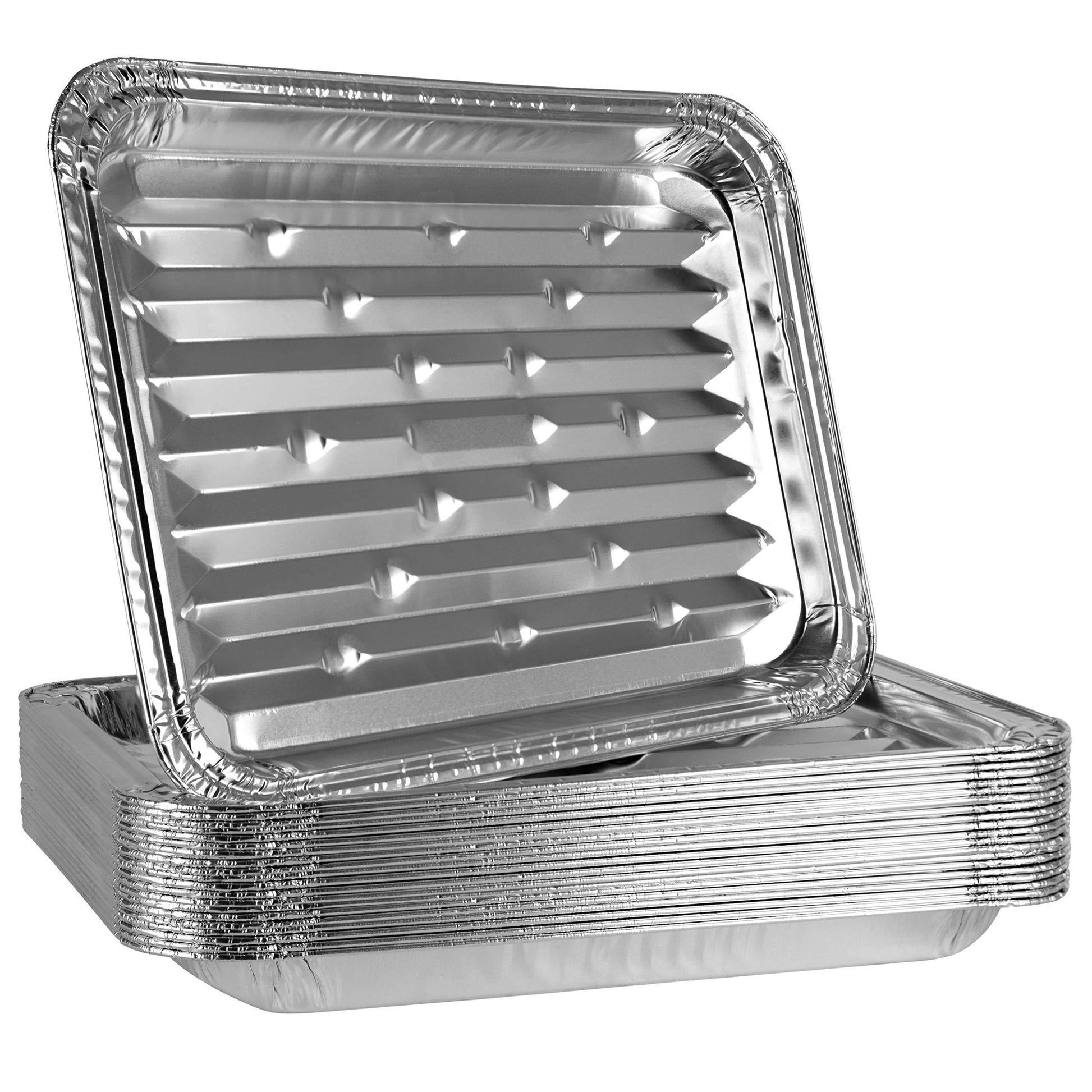 Plasticpro Aluminum Grill Pans, Broiler Pans, Grill Liners, Durable with Ribbed Bottom Surface for BBQ, Grill, Texture Disposable,Pack of 10 - CookCave
