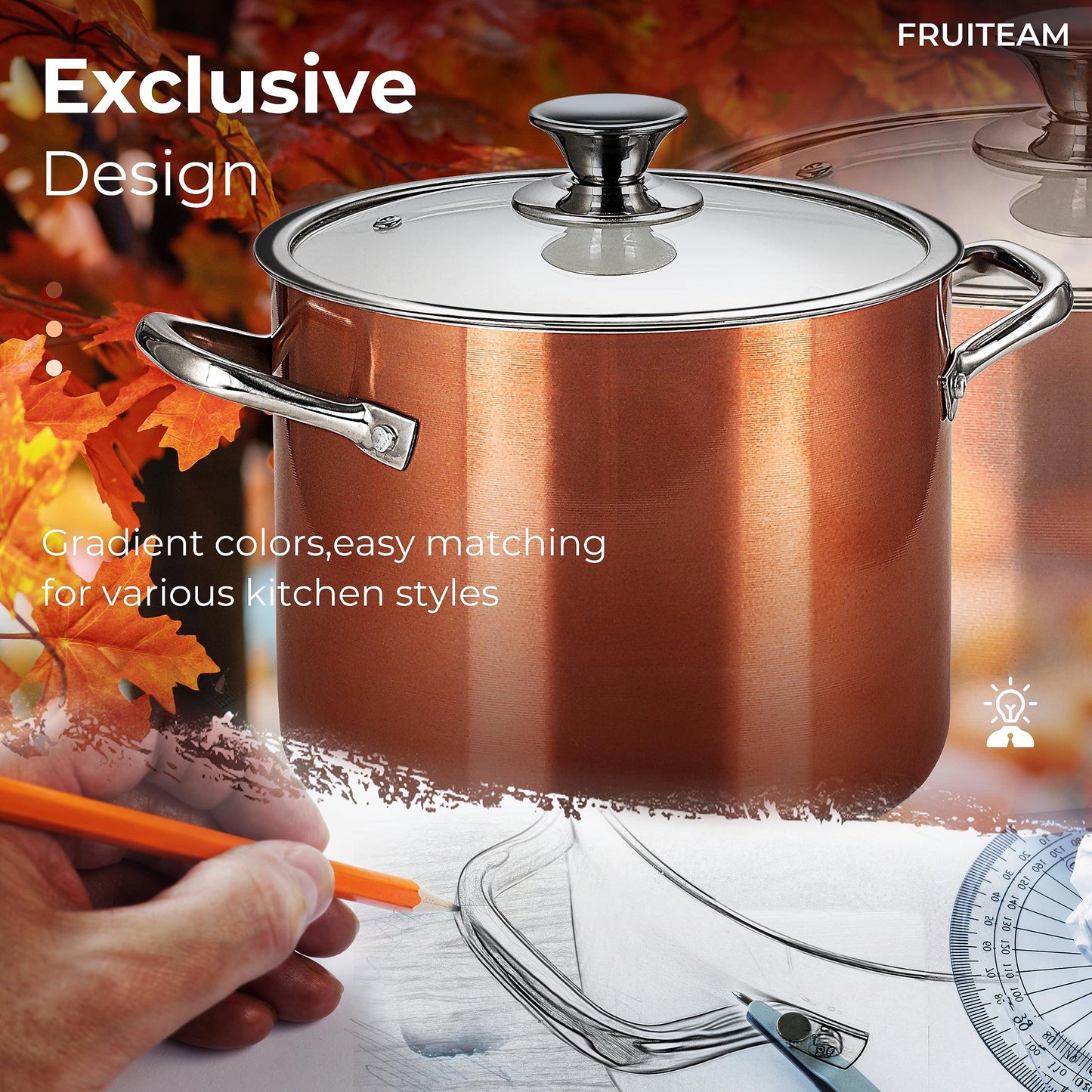 FRUITEAM Nonstick Stock Pot 7 Qt Soup Pasta Pot with Lid, 7-Quart Multi Stockpot Oven Safe Cooking Pot for Stew, Sauce & Reheat Food, Induction/Oven/Gas/Stovetops Compatible for Family Meals - CookCave