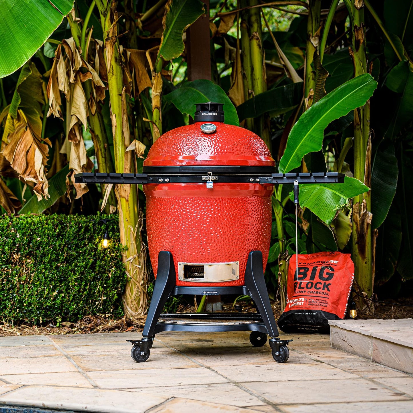 Kamado Joe KJ15041021 Big Joe III 24-inch Charcoal Grill with Cart and Side Shelves, Blaze Red - CookCave