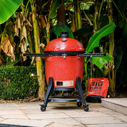 Kamado Joe KJ15041021 Big Joe III 24-inch Charcoal Grill with Cart and Side Shelves, Blaze Red - CookCave