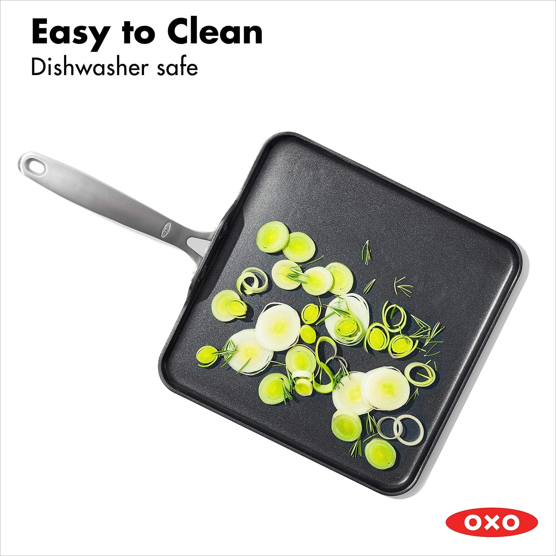 OXO Good Grips Pro 11" Griddle Pan, 3-Layered German Engineered Nonstick Coating, Dishwasher Safe, Oven Safe, Stainless Steel Handle, Black - CookCave