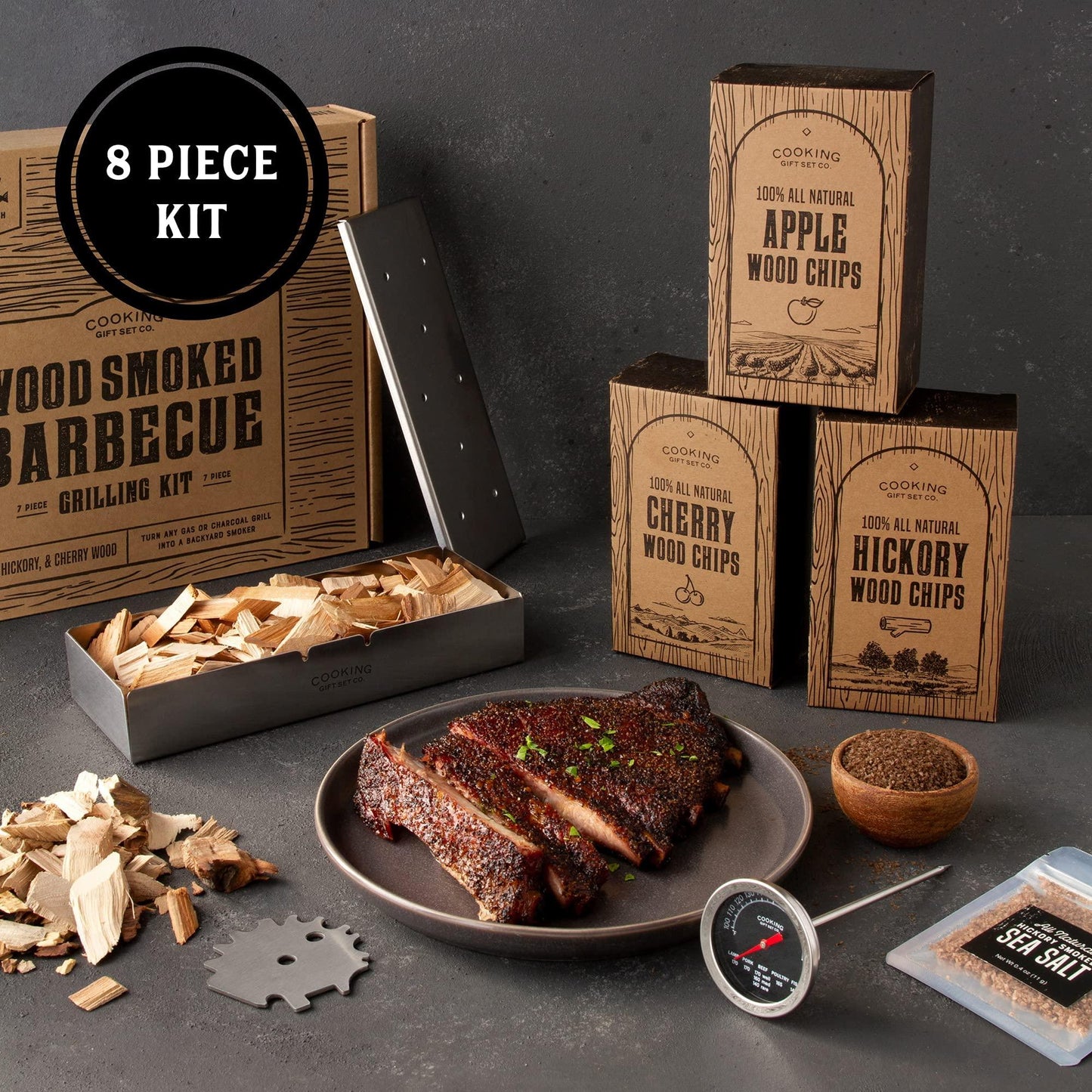 Cooking Gift Set Co. | Wood Smoked BBQ Grill Set | Birthday Gifts for Men | Gift for Men: Gift for Dad, Boyfriend Gifts, & Gifts for Husband | BBQ Accessories, Mens Gifts Ideas, Man Gifts for Cooks - CookCave