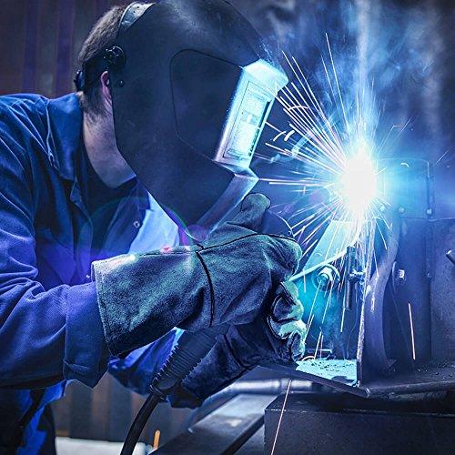 932℉ Grill BBQ Gloves 16-inch Heat Resistant Leather Forge Welding Glove with Flame Retardant Long Sleeve and Insulated Lining for Men and Women Black-Gray - CookCave