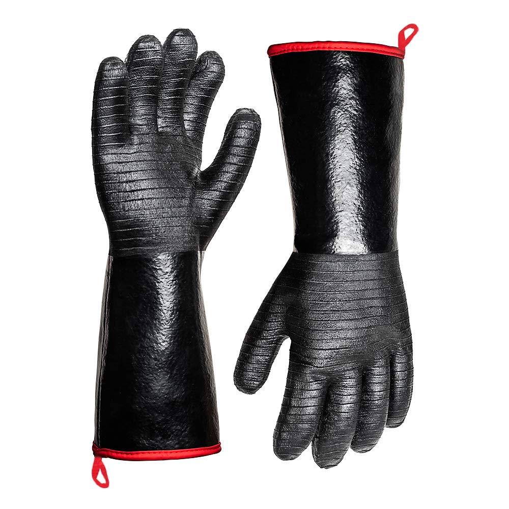 932°F Extreme Heat Resistant Gloves for Grill BBQ,Aillary Waterproof Long Sleeve Pit Grill Gloves for Fryer, Baking, Oven,Smoker,Fireproof, Oil Resistant Neoprene Coating（14-Inch ） - CookCave