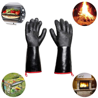 932°F Extreme Heat Resistant Gloves for Grill BBQ,Aillary Waterproof Long Sleeve Pit Grill Gloves for Fryer, Baking, Oven,Smoker,Fireproof, Oil Resistant Neoprene Coating（14-Inch ） - CookCave