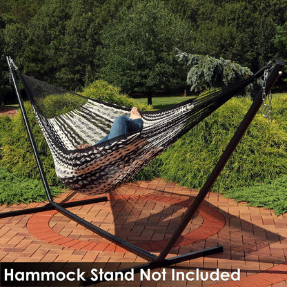 Sunnydaze Handwoven XXL Thick Cord Mayan Family Hammock - 625-Pound Capacity - Black/Natural - CookCave