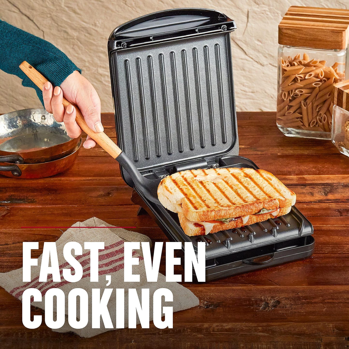 George Foreman 2-Serving Classic Plate Electric Indoor Grill and Panini Press, Black, GRS040B - CookCave