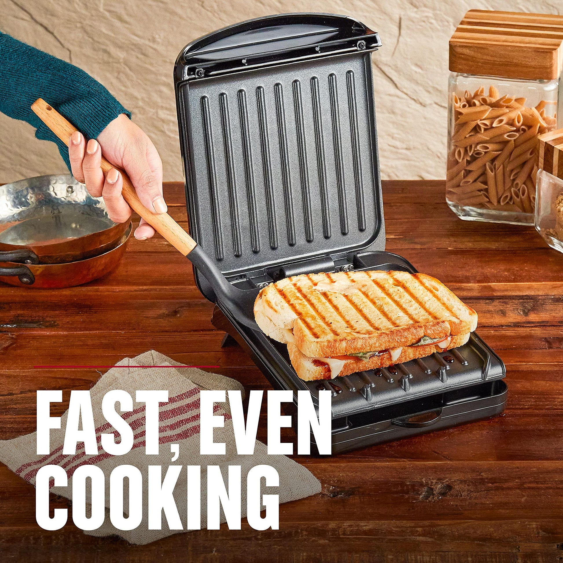 George Foreman 2-Serving Classic Plate Electric Indoor Grill and Panini Press, Black, GRS040B - CookCave