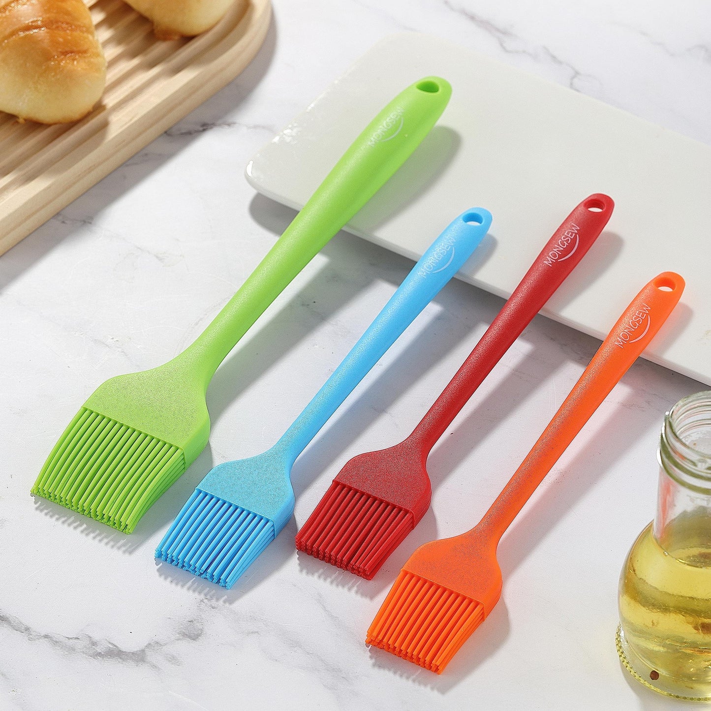 4PCS Silicone Basting Pastry Brush, MONGSEW Heat Resistant Food Brush Spread Oil Butter Sauce for BBQ Grill Baking Kitchen Cooking, BPA Free, Dishwasher Safe (Multicolor, 4 Pcs) - CookCave