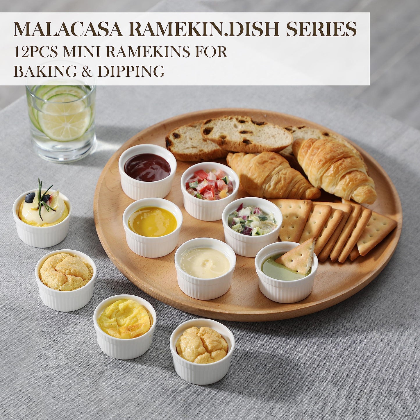 MALACASA Ramekins 1.5 oz set of 12, Mini Ceramic Creme Brulee Ramekins, White Custard Cups, Small Dipping Bowls for Kitchen Serving Sauce Condiments, Dishwasher Oven Safe, Series RAMEKIN.DISH - CookCave