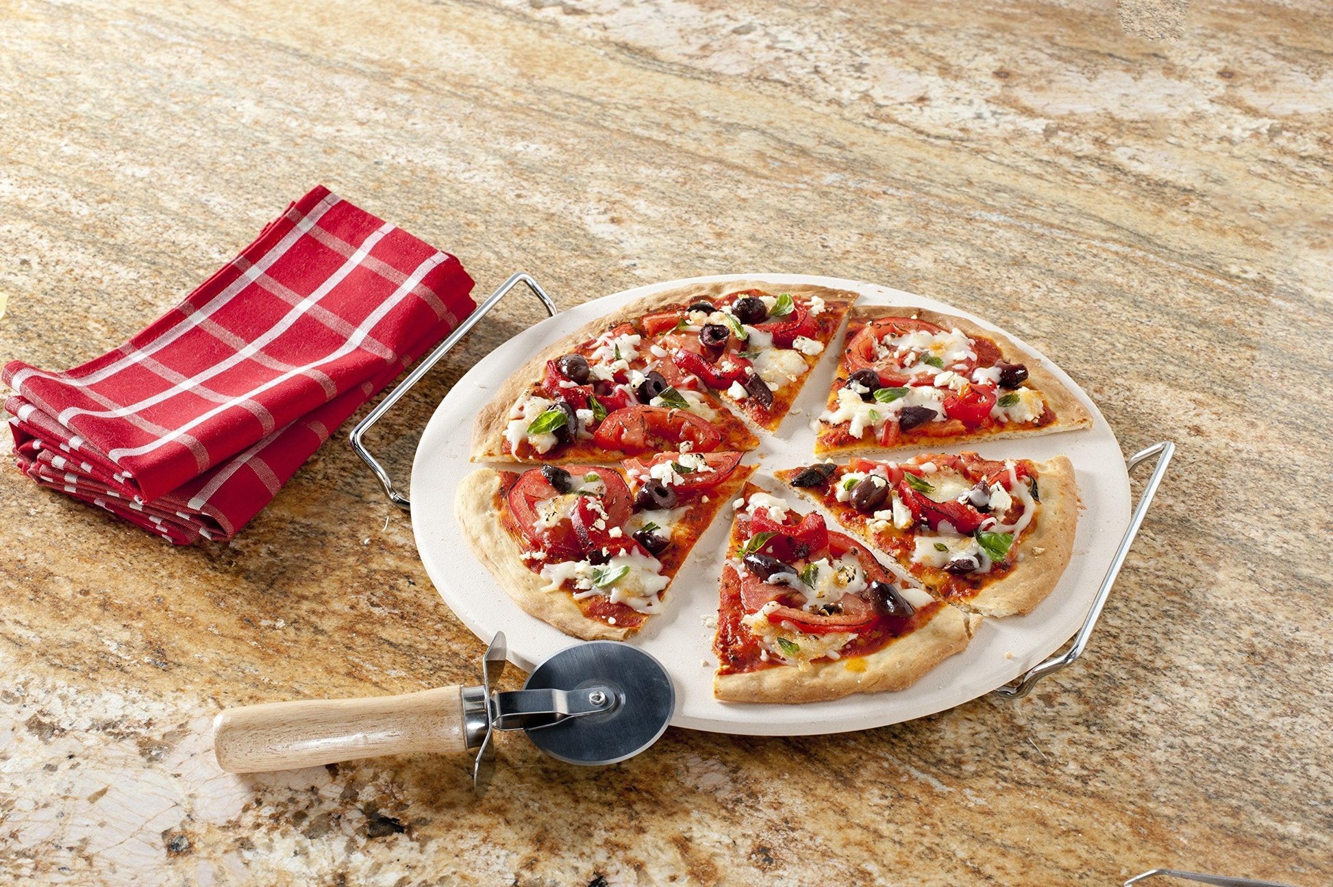 Nordic Ware, Tan Pizza Stone Set, 13 inch diameter - CookCave