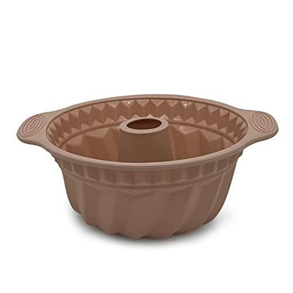A person who loves life 10" Silicone Bundt Cake Pan, Non-Stick Silicone Bundt Pan with Handle, Home Baking DIY Cake Mold for Cake, Chocolate, Jelly, Bread, Gelatin (Nordic Pink) - CookCave