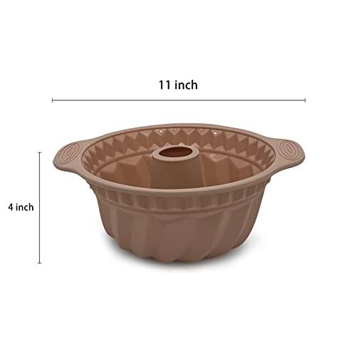 A person who loves life 10" Silicone Bundt Cake Pan, Non-Stick Silicone Bundt Pan with Handle, Home Baking DIY Cake Mold for Cake, Chocolate, Jelly, Bread, Gelatin (Nordic Pink) - CookCave