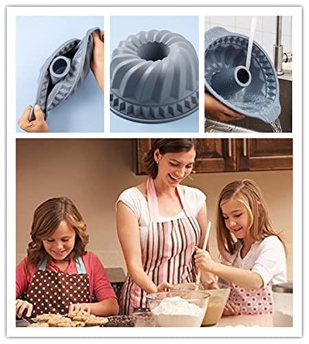 A person who loves life 10" Silicone Bundt Cake Pan, Non-Stick Silicone Bundt Pan with Handle, Home Baking DIY Cake Mold for Cake, Chocolate, Jelly, Bread, Gelatin (Nordic Pink) - CookCave