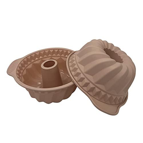 A person who loves life 10" Silicone Bundt Cake Pan, Non-Stick Silicone Bundt Pan with Handle, Home Baking DIY Cake Mold for Cake, Chocolate, Jelly, Bread, Gelatin (Nordic Pink) - CookCave