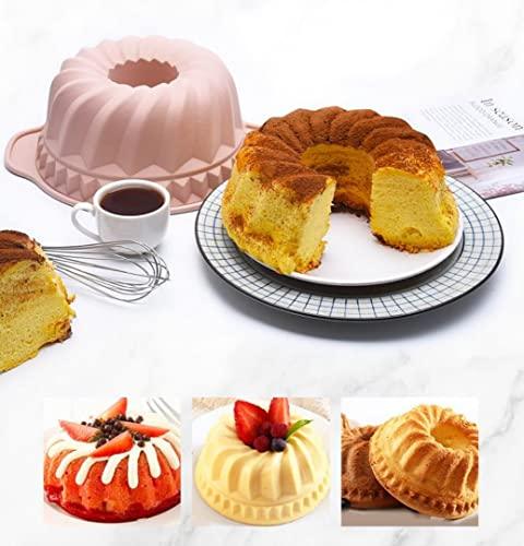 A person who loves life 10" Silicone Bundt Cake Pan, Non-Stick Silicone Bundt Pan with Handle, Home Baking DIY Cake Mold for Cake, Chocolate, Jelly, Bread, Gelatin (Nordic Pink) - CookCave