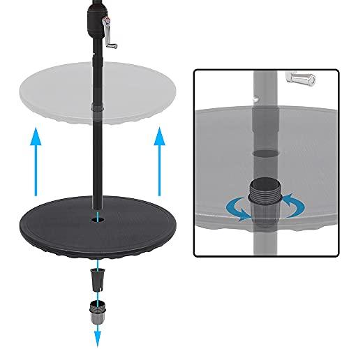 ABBLE 20'' Outdoor Adjustable All Weather Umbrella Table for Beach Patio Garden Poolside Accessory Umbrella Table Top Portable Round Table Fit 38mm (1.49in) Umbrella Pole (Black) - CookCave