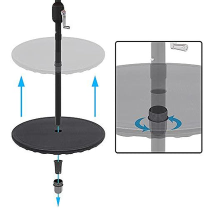 ABBLE 20'' Outdoor Adjustable All Weather Umbrella Table for Beach Patio Garden Poolside Accessory Umbrella Table Top Portable Round Table Fit 38mm (1.49in) Umbrella Pole (Black) - CookCave