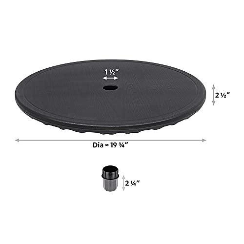 ABBLE 20'' Outdoor Adjustable All Weather Umbrella Table for Beach Patio Garden Poolside Accessory Umbrella Table Top Portable Round Table Fit 38mm (1.49in) Umbrella Pole (Black) - CookCave