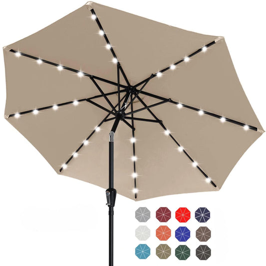 ABCCANOPY Durable Solar Led Patio Umbrellas with 32LED Lights 9FT (khaki) - CookCave