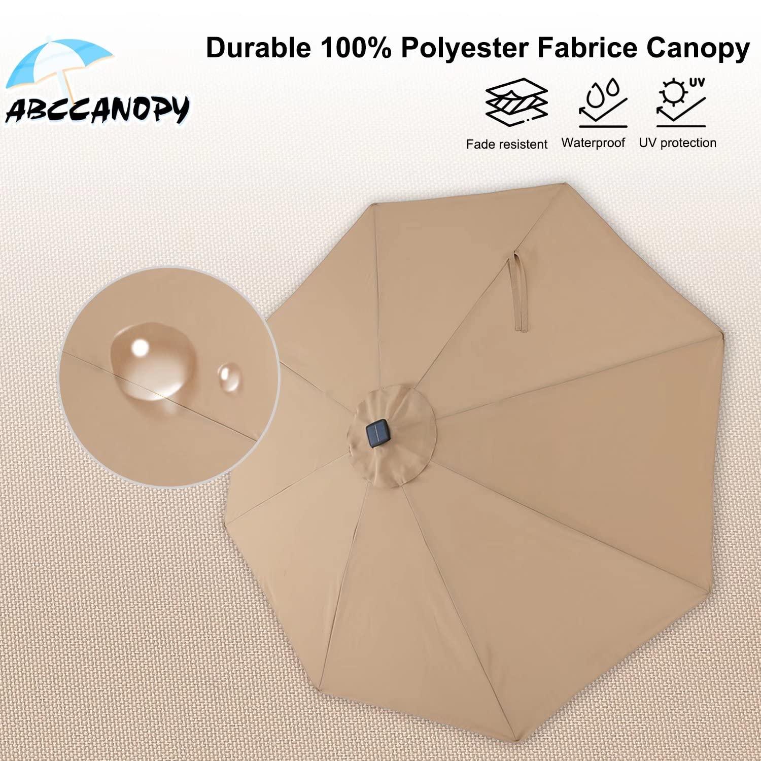 ABCCANOPY Durable Solar Led Patio Umbrellas with 32LED Lights 9FT (khaki) - CookCave