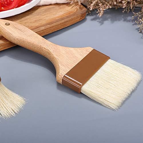 ACKLLR 3 Pack Pastry Brushes with Natural Bristles and Beech Wooden Handle, Basting Oil Brush for Grill BBQ Spreading Butter Cooking Baking Marinade Barbecue (1, 1.5, 1.8 Inches) - CookCave