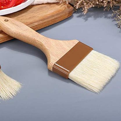 ACKLLR 3 Pack Pastry Brushes with Natural Bristles and Beech Wooden Handle, Basting Oil Brush for Grill BBQ Spreading Butter Cooking Baking Marinade Barbecue (1, 1.5, 1.8 Inches) - CookCave