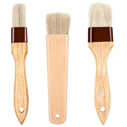 ACKLLR 3 Pack Pastry Brushes with Natural Bristles and Beech Wooden Handle, Basting Oil Brush for Grill BBQ Spreading Butter Cooking Baking Marinade Barbecue (1, 1.5, 1.8 Inches) - CookCave