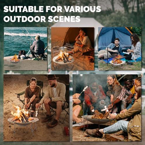 ActDoer Portable Outdoor Fire Pit 17 Inch - 304 Stainless Steel Camping Fire Pit with Storage Bag for Outdoor Wood Burning, Camping, Backpacking, Outdoor Warming - CookCave