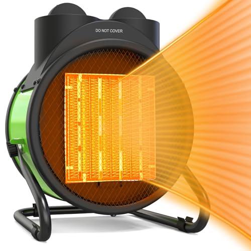 AgiiMan Outdoor Patio Heater - 1500W Electric Garage Heater with Thermostat, Overheat Protection, 1S Fast Heating Ceramic Outdoor Heater for Greenhouse, Patio, Outdoor, Garage Use (Green) - CookCave