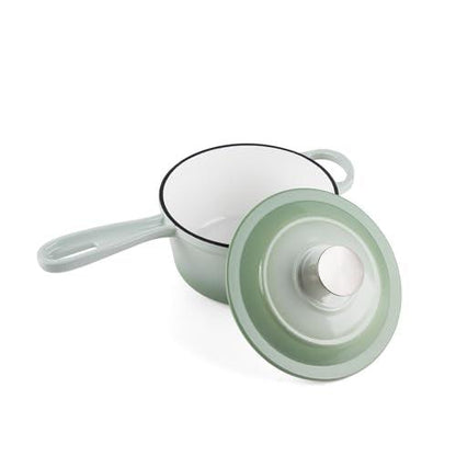 AILIBOO Enameled Cast Iron Sauce Pan, 2 Quarts Round Sauce Pot with Lid, Min Dutch Oven Enamel Saucepan for Cooking Pasta Sauce, Gravy, Puddings & Boiling, Gradient Green - CookCave