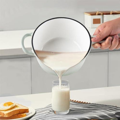 AILIBOO Enameled Cast Iron Sauce Pan, 2 Quarts Round Sauce Pot with Lid, Min Dutch Oven Enamel Saucepan for Cooking Pasta Sauce, Gravy, Puddings & Boiling, Gradient Green - CookCave