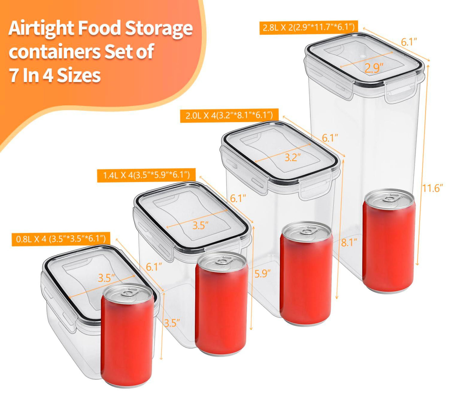 Airtight Food Storage Containers with Lids, 14 Pcs BPA Free Plastic Dry Food Canisters for Kitchen Pantry Organization and Storage for Cereal, Dishwasher safe,Include 20 Labels and Marker, Black - CookCave
