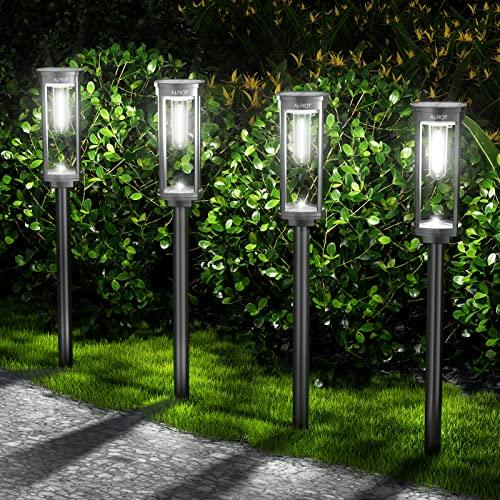 ALFIOT Solar Pathway Lights Waterproof 8 Pack Upgraded Walkway Landscape Outdoor Driveway Auto On/Off Lights for Yard Lawn Patio (Cool White) - CookCave