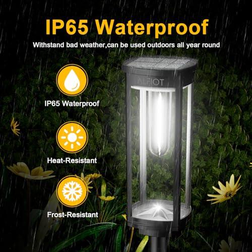 ALFIOT Solar Pathway Lights Waterproof 8 Pack Upgraded Walkway Landscape Outdoor Driveway Auto On/Off Lights for Yard Lawn Patio (Cool White) - CookCave