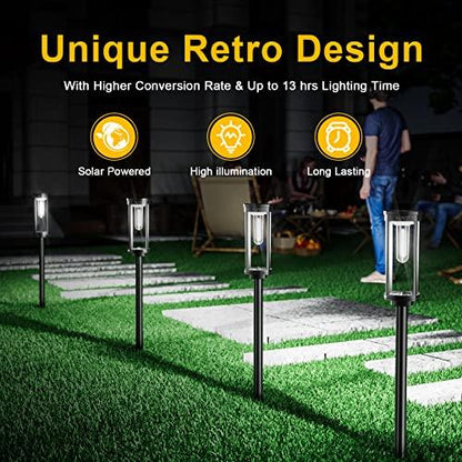 ALFIOT Solar Pathway Lights Waterproof 8 Pack Upgraded Walkway Landscape Outdoor Driveway Auto On/Off Lights for Yard Lawn Patio (Cool White) - CookCave