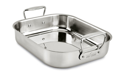 All-Clad Specialty Stainless Steel Roaster with Nonstick Rack 11x14 Inch Oven Broiler Safe 500F Roaster Pan, Pots and Pans, Cookware Silver - CookCave