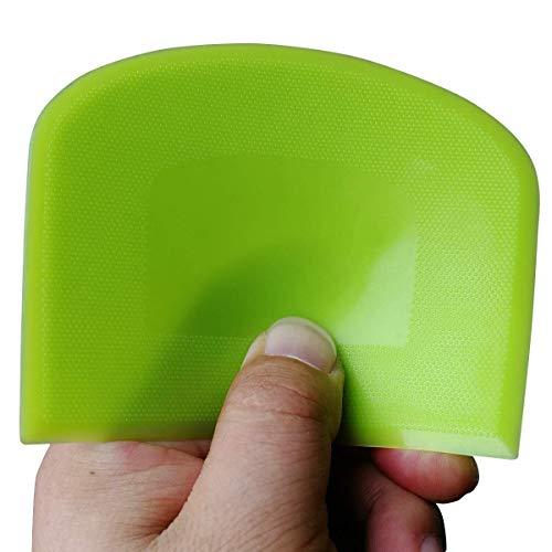 ALLTOP Bowl Spatula & Bench Scraper,Flexible Plastic Multipurpose Kitchen Pastry Cutter Tool,Food Scrappers for Bread Dough Baking Cake Fondant Icing,Set of 2 Pieces - White,Green - CookCave