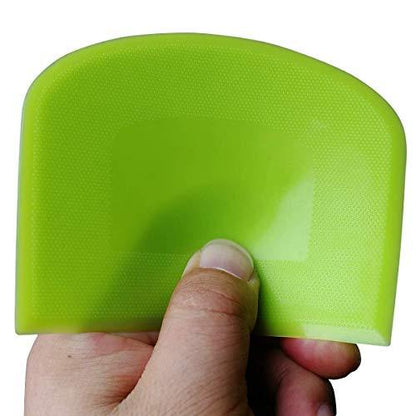 ALLTOP Bowl Spatula & Bench Scraper,Flexible Plastic Multipurpose Kitchen Pastry Cutter Tool,Food Scrappers for Bread Dough Baking Cake Fondant Icing,Set of 2 Pieces - White,Green - CookCave