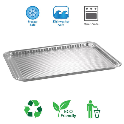 Aluminum Pans Half Size Textured Cookie Sheet 15 Count Durable Nonstick Baking Sheets 15.87" x 11" - Sheet Pan, Baking Tray, Cookie Sheets, Foil pans, Foil trays, Sheet Baking Pans - CookCave
