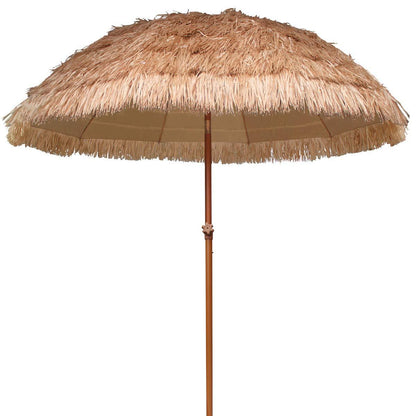 AMMSUN 7.5ft Hula Thatched Tiki Patio Beach Umbrella Hawaiian Style 10 Ribs UPF 50+ with Tilt Carry Bag for Outdoor Tiki Bar, Tropical Palapa, Patio Garden Beach Pool Backyard Natural Color - CookCave