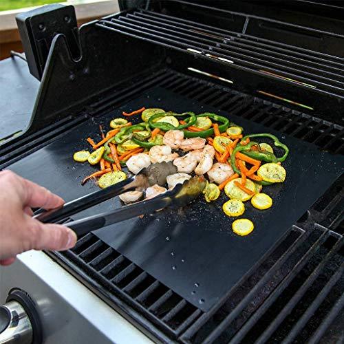 AOOCAN Grill Mat - Set of 5 Heavy Duty Grill Mats Non Stick, BBQ Outdoor Grill & Baking Mats - Reusable, Easy to Clean Barbecue Grilling Accessories - Work on Gas Charcoal Electric - Extended Warranty - CookCave