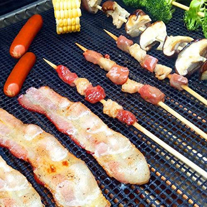 AOOCAN Grill mesh mat - Set of 5 Non Stick BBQ Grill mats, Heavy Duty, Reusable Grilling mats, Easy to Clean - Works on Gas, Charcoal, Pellet Grill - 15.75 x 13 in, Black - CookCave