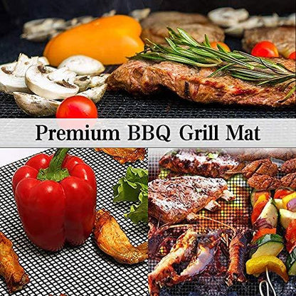 AOOCAN Grill mesh mat - Set of 5 Non Stick BBQ Grill mats, Heavy Duty, Reusable Grilling mats, Easy to Clean - Works on Gas, Charcoal, Pellet Grill - 15.75 x 13 in, Black - CookCave