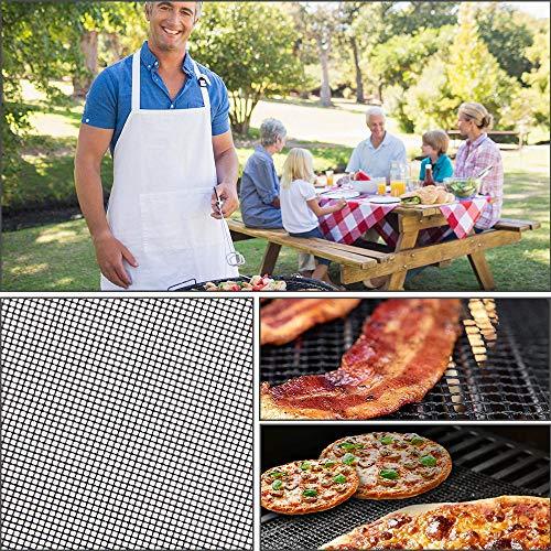 AOOCAN Grill mesh mat - Set of 5 Non Stick BBQ Grill mats, Heavy Duty, Reusable Grilling mats, Easy to Clean - Works on Gas, Charcoal, Pellet Grill - 15.75 x 13 in, Black - CookCave