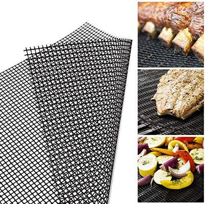 AOOCAN Grill mesh mat - Set of 5 Non Stick BBQ Grill mats, Heavy Duty, Reusable Grilling mats, Easy to Clean - Works on Gas, Charcoal, Pellet Grill - 15.75 x 13 in, Black - CookCave