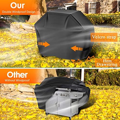 Aoretic Grill Cover 52 inches Gas-BBQ Grill Cover for Outdoor Outside Grill Waterproof,Anti-UV Material with Hook-and-Loop & Adjustable Hem Drawstring for Weber Nexgrill Char-Broil Monument Dyna-Glo - CookCave