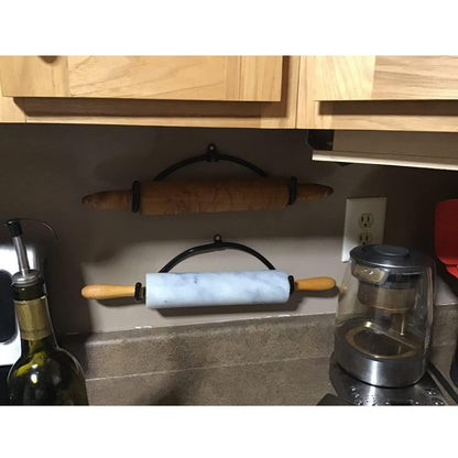 AUXPhome Rolling Pin Holder, 4-Pack, Adjustable Metal Display Rack, Rustic Black Finish, Holds 4 Rolling Pins - CookCave